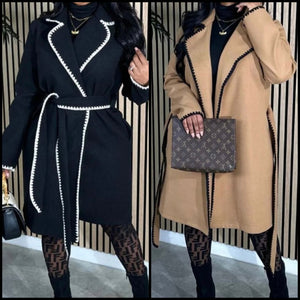 Women Fashion Belted Trench Jacket