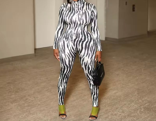 Women Fashion Open Back Full Sleeve Printed Jumpsuit