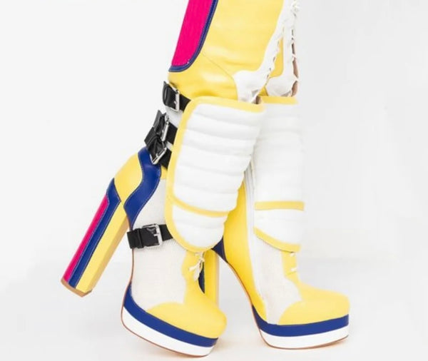 Women Fashion Multicolored Platform Knee High Boots