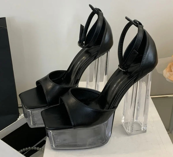 Women Fashion Transparent Platform High Heel Sandals