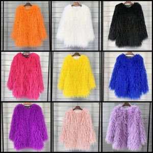 Women Fashion Faux Fur Full Sleeve Top