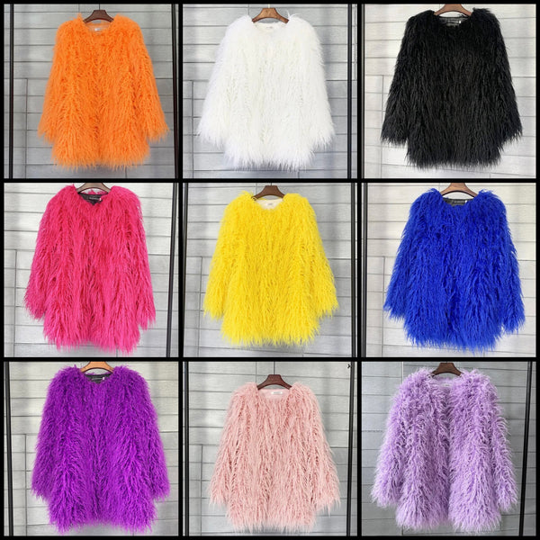 Women Fashion Faux Fur Full Sleeve Top