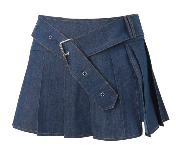 Women Sexy Full Sleeve Lace Up Two Piece Denim Skirt Set