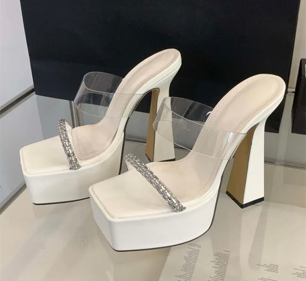 Women Fashion Bling Transparent Platform High Heel Sandals