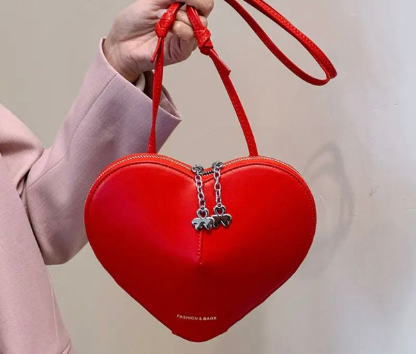 Women Fashion Faux Leather Heart Handbag Purse