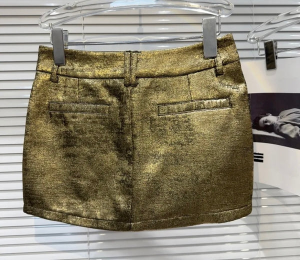 Women Sexy Fashion Metallic Short Skirt
