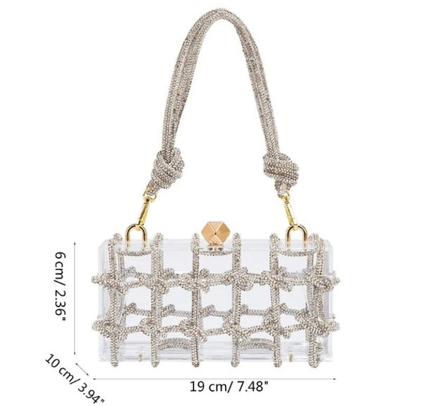 Women Fashion Bling Transparent Handbag Purse