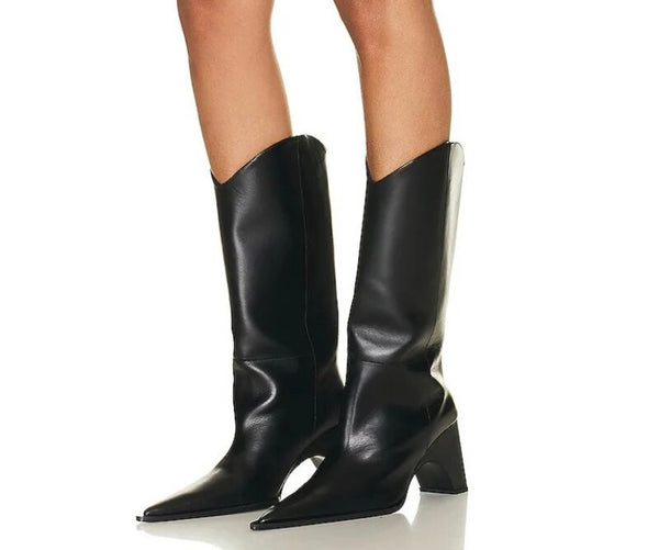 Women Fashion Pointed Toe Mid-Calf Boots