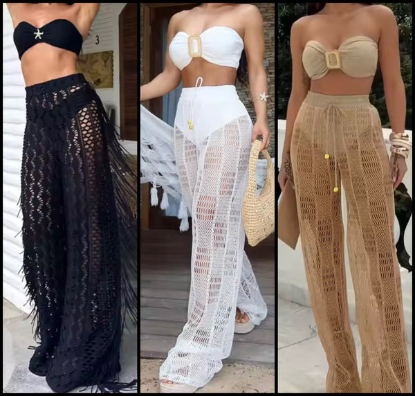 Women Sexy Strapless Bikini Knitted Cover Up Set