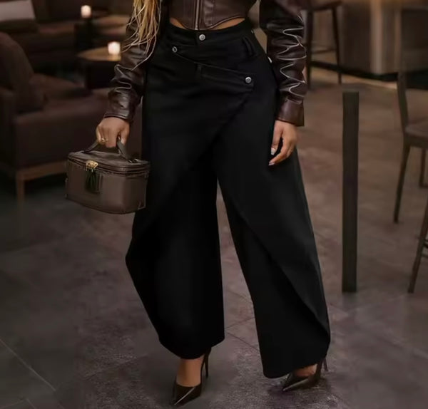Women Fashion Wide Leg Wrap Denim Pants
