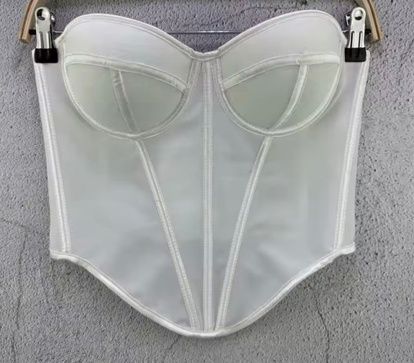 Women Fashion Sleeveless Corset Mesh Tank Top