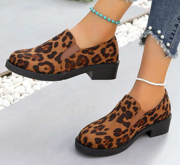 Women Fashion Leopard Print Slip On Loafers