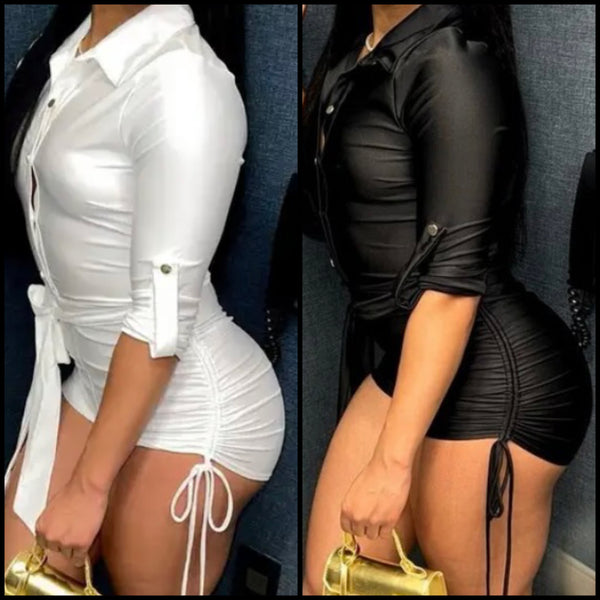 Women Sexy Satin Full Sleeve Tie Up Romper