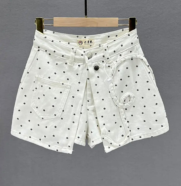 Women White Printed Fashion Denim Skirt