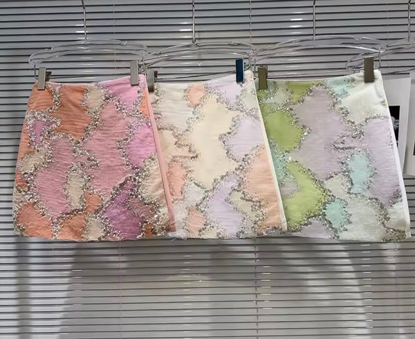 Women Sexy Fashion Sequins Color Patchwork Skirt