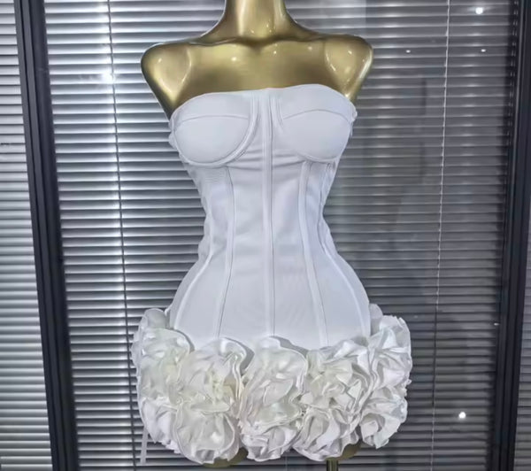 Women Sexy Strapless Corset Floral Bandage Dress