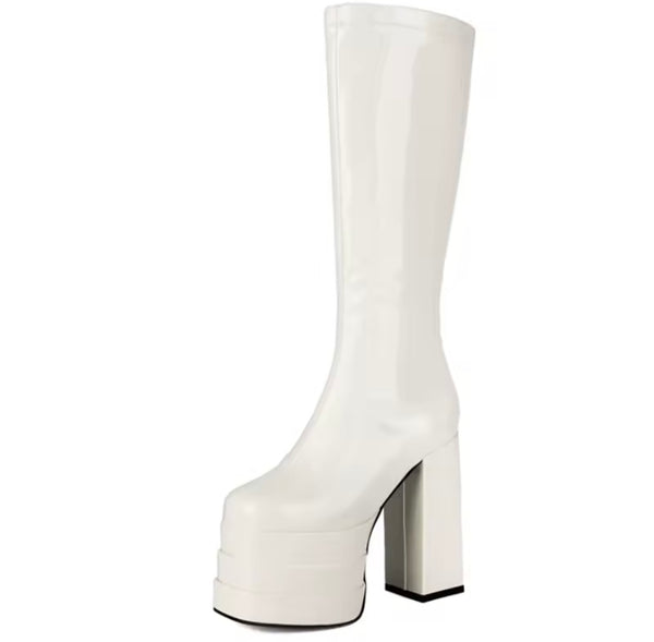 Women Color Platform Patent Leather Fashion High Heel Boots