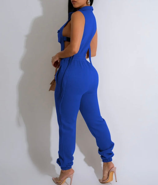 Women Buckled Sleeveless Fashion Solid Color Jumpsuit