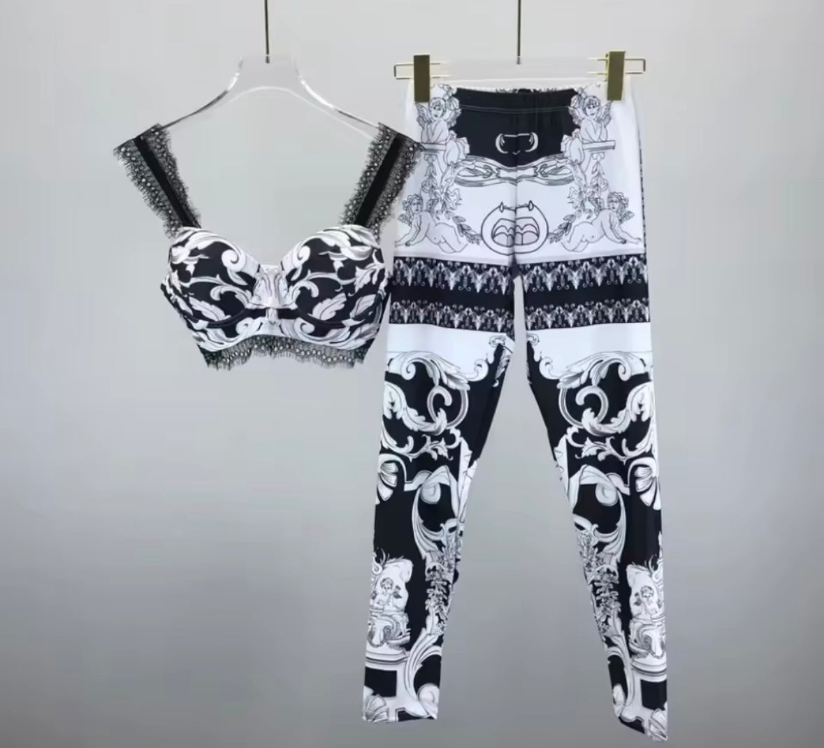 Women Sleeveless Printed Crop Two Piece Fashion Pant Set