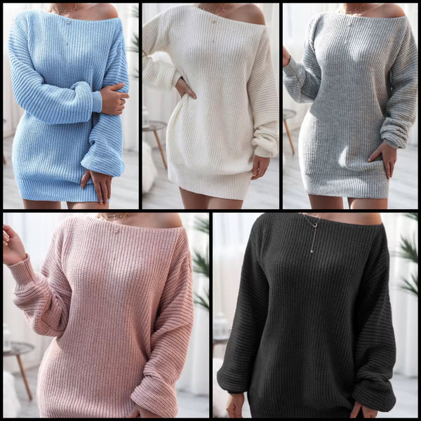 Women Sexy Fashion Full Sleeve Knitted Sweater Dress