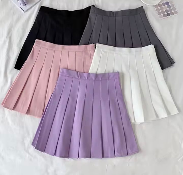 Women Sexy Fashion Color Pleated Skirt