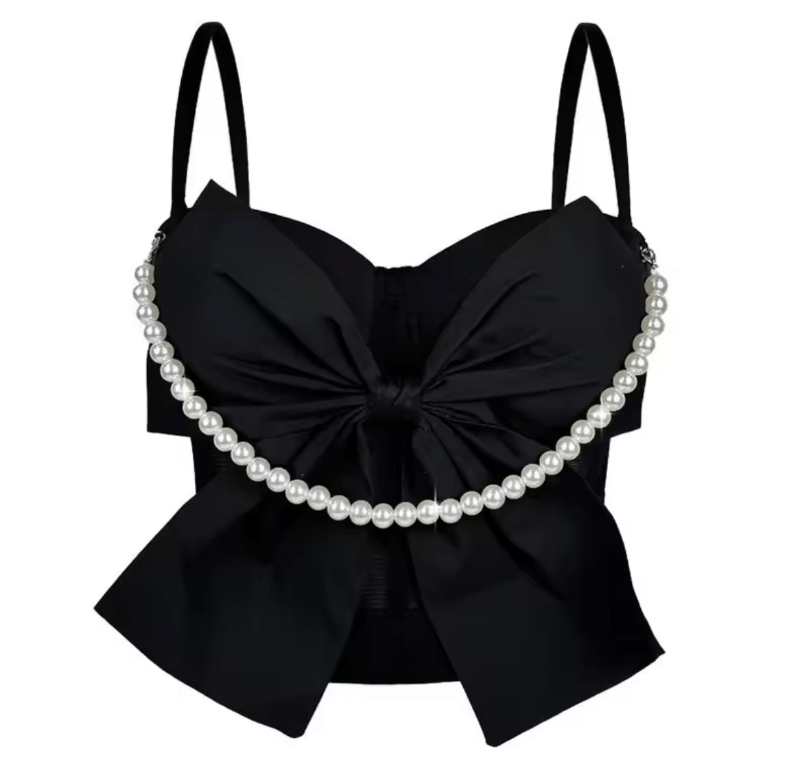 Women Pearl Bow Sleeveless Fashion Tank Top