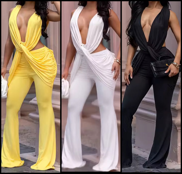 Women Draped Sleeveless Hollow Out Jumpsuit