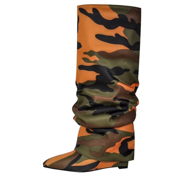 Women Fashion Ruched Platform Knee High Boots