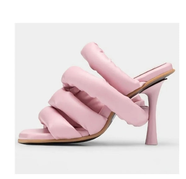 Women Fashion Open Toe Slide On High Heel Sandals