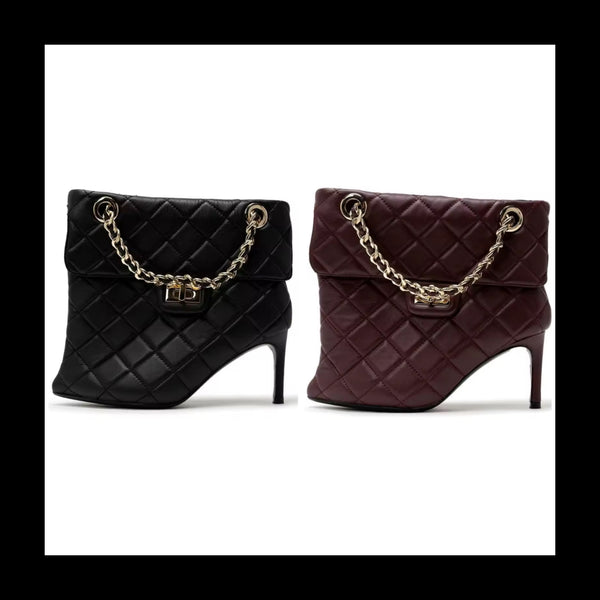 Women Fashion Chain Lock High Heel Ankle Boots