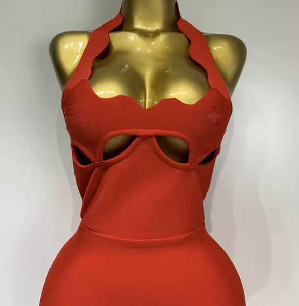 Women Sexy Halter Sleeveless Cut Out Maxi Dress