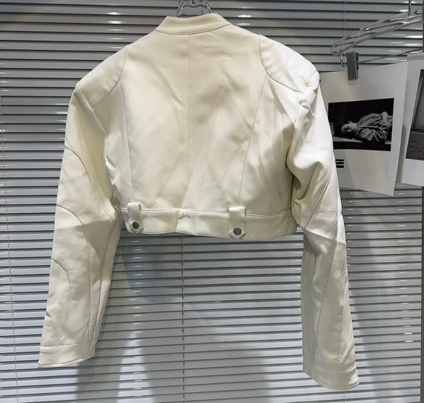 Women Faux Leather Fashion Crop Jacket