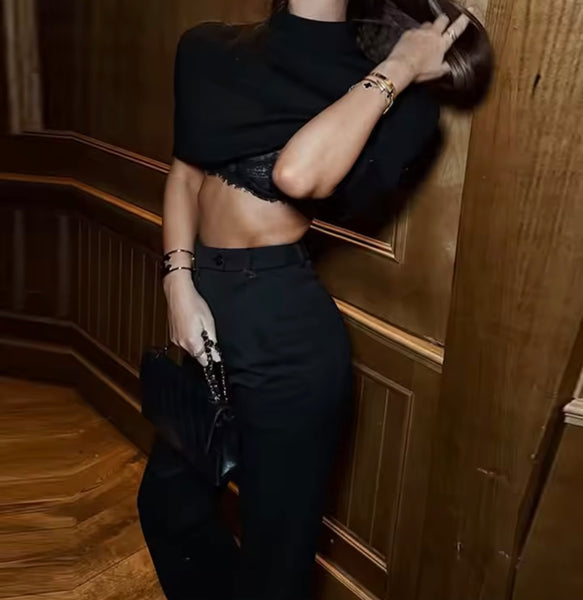 Women Black Fashion Crop Top
