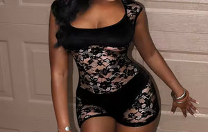 Women Sexy Sleeveless Color Lace Romper