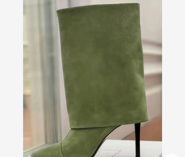 Women Color Suede Fashion High Heel Ankle Boots