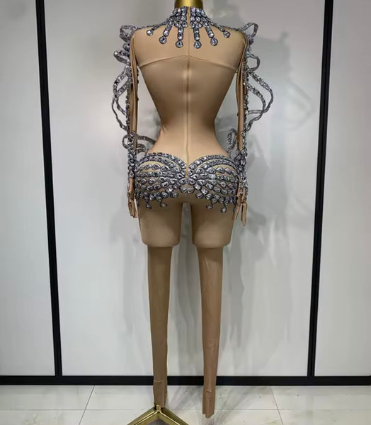 Women Rhinestone Embellishment Full Sleeve Fashion Jumpsuit