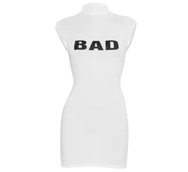 Women Sexy Bad Letter Print Short Sleeve Dress