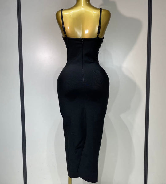 Women Sexy Sleeveless Beaded Bandage Dress