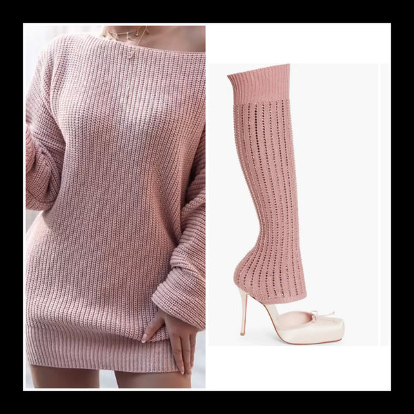 Women Sexy Fashion Full Sleeve Knitted Sweater Dress