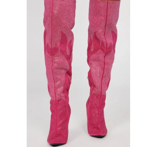 Women Fashion Suede Bling Knee High Boots