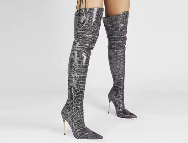 Women Fashion Color Over The Knee High Heel Boots
