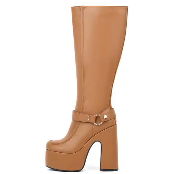 Women Fashion Side Zipper Platform High Heel Boots