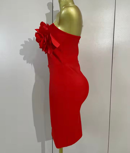 Women Sexy Floral Strapless Bandage Dress