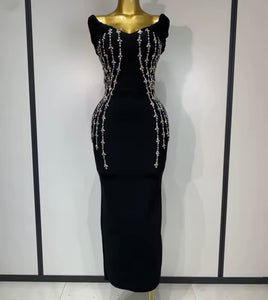 Women  Rhinestone Patchwork Sexy Sleeveless Bandage Dress