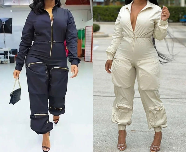 Women Sexy Fashion Zipper Full Sleeve Jumpsuit