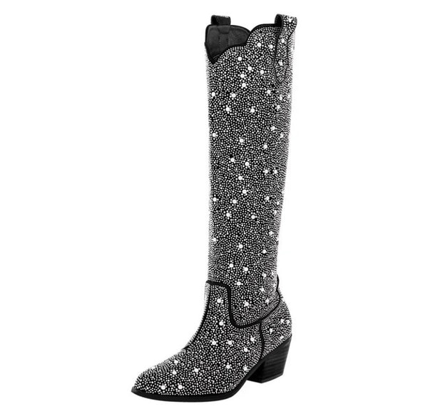 Women Bling Fashion Knee High Western Boots