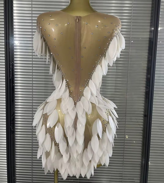 Women Sexy Sleeveless Sequins Rhinestone Mesh Dress