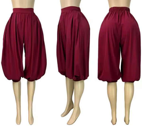 Women Color Fashion Loose Fit Capri Pants