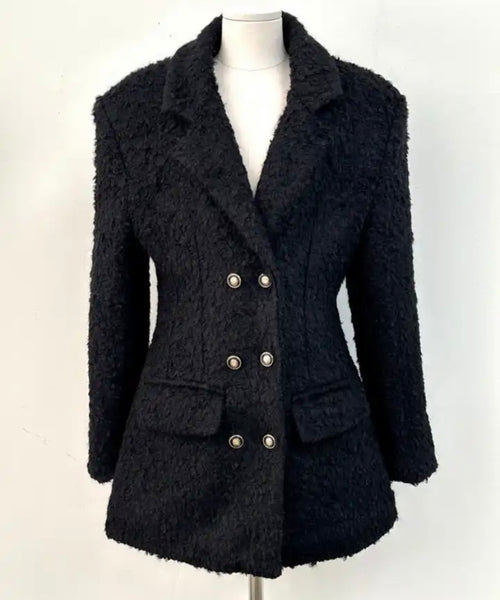 Women Fashion Double Breasted Woolen Trench Jacket