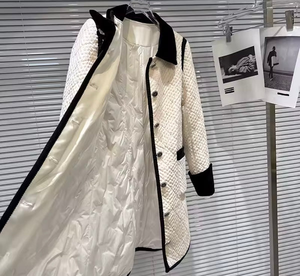 Women Color Patchwork Bow Rhinestone Button Up Jacket